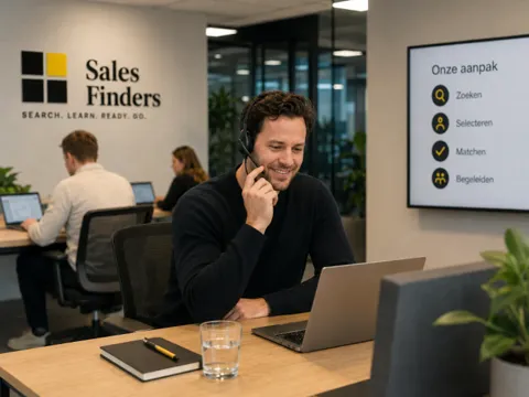 LinkedIn social selling voor B2B: van profiel naar pijplijn Consultant met headset in gesprek met een prospect, bij het artikel LinkedIn social selling voor B2B: van profiel naar pijplijn